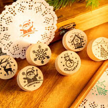 6PCS/Set Christmas Snowflake Deer Wooden DIY Stamp Set - £3.15 GBP