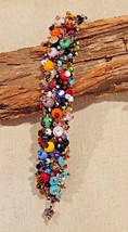BOHO Southwest Natural Stones Glass Bead Woven Handmade Bracelet Adjustable NWOT - £22.76 GBP