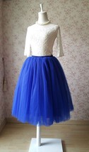 Cobalt Blue Tulle Midi Skirt Outfit Women Custom Plus Size Tulle Tutu Skirt