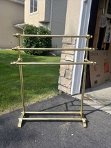 Vintage Brass 3-Tier Free Standing Floor Towel Quilt Rack Mid Century Mo... - $177.94