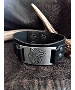 Minimal Vintage Religious Viking Wolf Genuine Leather Bracelet Antique S... - £11.11 GBP
