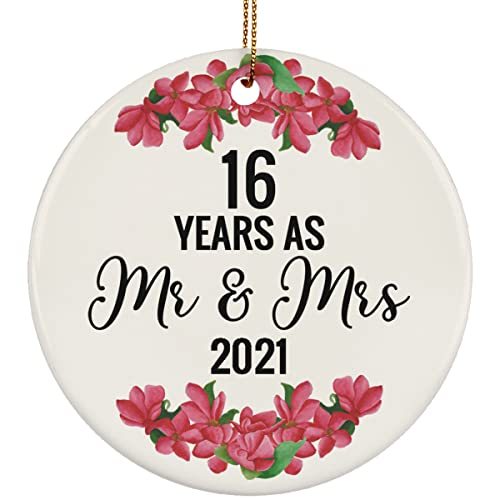 hdhshop24 16 Years As Mr & Mrs Circle Ornament 3 inch 16th Wedding Anniversary P