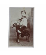 RPPC Real Photo Postcard Little Boy In Sailor Suit On Hobby Horse Toy En... - £18.36 GBP