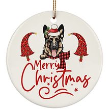 hdhshop24 Merry Christmas German Shepherd Dog Circle Ornament Gift Pine ... - £15.49 GBP