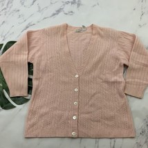 Liz Claiborne Vintage Cardigan Sweater Size L Pastel Pink Merino Wool Ca... - $23.75