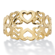 PalmBeach Jewelry Solid 10k Yellow Gold Cutout Heart Eternity Ring - £166.05 GBP