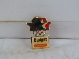 1984 Summer Olympic Games Sponsor Pin - Budget Car Rental - Celluloid Pin   - £11.98 GBP