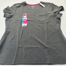 Womens XL Dark Gray Scrub Top Scrubstar Hearhered Henley Active Stretch - £13.62 GBP