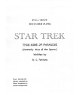 STAR TREK: THIS SIDE OF PARADISE by D.C. Fontana 1966 repro TV series sc... - $21.99