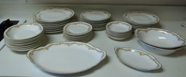 Theodore Haviland Limoges France 50 Piece Set Pink Roses Gold Trim Free Shipping - £445.75 GBP