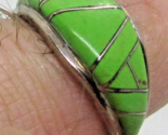 Vintage SJ Navajo Sterling Silver Turquoise Inlay Band Ring Size 8.5 - £76.99 GBP