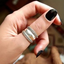 Fashion Wide Ring Silver Plated Braid Edge SIZE 8 - £16.01 GBP