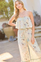 Light Sage Green Tube Top With Tier Ruffle Waist Elastic Bottom Lace Tri... - $29.00