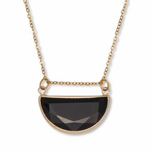 PalmBeach Jewelry Goldtone Black Crystal Geometric Pendant Necklace, 16 ... - $17.76
