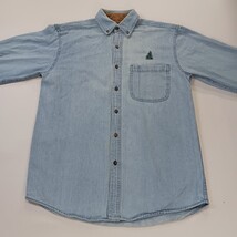 Vintage Faded Glory FGM46F01 Mens Small Blue Denim Shirt Long Sleeve Button-Down image 14