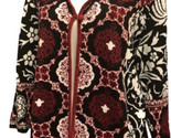 Chico&#39;s Taille 0 (S 4-6) Noir Rouge Soie Mélange Orné Geo Floral Pull Ca... - $16.62