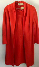 Vintage 2pc Hanro Women&#39;s Dress Set Orange Jacket Sheath Size 16 MIDI Business - £30.10 GBP