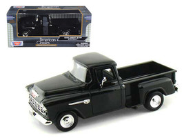 1955 Chevrolet 5100 Stepside Pickup Truck Black 1/24 Diecast Car Model Motormax - £29.17 GBP