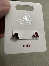 Disney Parks Mickey Mouse Faux Ruby July Birthstone Stud Earrings Silver Color image 3