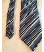 Valerio Garati Men&#39;s Tie Gray Black And Gold Stripe Neck Tie - £11.80 GBP