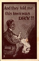 Comic POSTCARD-MAN Holding Wet BABY-&quot;AND They Told Me This Town Was Dry!!&quot; BK36 - £2.33 GBP