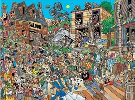 Len Epstein: Comic Crowds - Wild Western Town (used 750 piece jigsaw puz... - $12.00