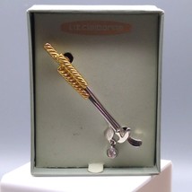 Vintage Liz Claiborne Golf Club Brooch, Two Tone NOS NIB with Clear Crystal - £22.40 GBP