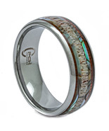 Tungsten Ring With Antler, Koa Wood, Abalone Shell Inlay, 8mm Comfort Fi... - $79.00