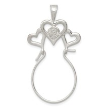 Sterling Silver Triple Heart Charm Holder Jewelry 44mm x 23mm - £13.82 GBP