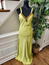 Metro Style Women Yellow Linen &amp; Rayon V-Neck Sleeveless Long Maxi Dress Size 8T - £38.36 GBP
