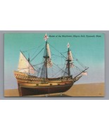 Model of the Mayflower Linen Postcard PC Pilgrim Hall Plymouth, Massachu... - £4.65 GBP
