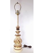 Stiffel Hollywood Regency Table Lamp; French Cream, Enamel &amp; Brass; Work... - $140.00