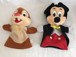 Disney&#39;s Chip &amp; Dale Chipmunks 1993 Mattel 9” Plush Hand Puppet + Mickey Mouse - £12.48 GBP