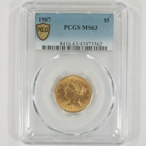 1907 $5 Gold Coronet Head Half Eagle Graded by PCGS as MS-63 - $989.99