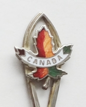 Collector Souvenir Spoon Canada Ontario Port Dover Maple Leaf Cloisonne Emblem - £3.88 GBP