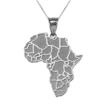 Sterling Silver Africa Country Map Pendant Necklace - £35.15 GBP+