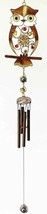 Woodland Gem Owl Resonant Relaxing Black Coated Copper Wind Chime Garden... - $25.99