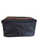 Large Black Insulated Lunch Bag Tote Leakproof Side Zip Brown Top Handle - £8.99 GBP