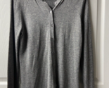 August Silk Long Sleeved Cardigan Womens Size Medium Gray Tight Knit - $16.71