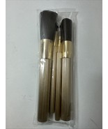 Estee Lauder 4pc Lot Gold Ribbed Cosmetics Brushes Face Blush Eye &amp; Lip ... - $18.99