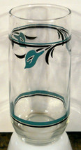 Libbey Glass Tumbler HTF Turquoise Calla Lily Pattern 6&quot; tall Iced Tea Drinking - £7.87 GBP