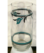 Libbey Glass Tumbler HTF Turquoise Calla Lily Pattern 6&quot; tall Iced Tea D... - $9.85