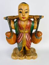 Huge Vintage Wooden Hand Carved Figure Statue Asian Japan China Men - $250.00
