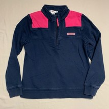 Vineyard Vines Navy Pink Pullover Sweatshirt Girl’s Small 1/4 Zip Jacket Spring - £20.25 GBP