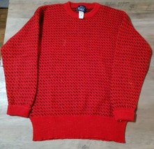Vintage Woolrich Men's 100% Wool Sweater Medium Red Blue Crew Neck Pull Over  - $32.48