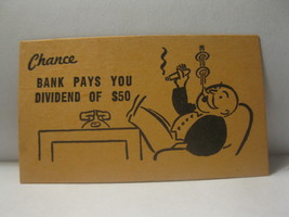 1952 Monopoly Popular Ed. Board Game Piece: Chance Card - $50 Bank Dividend - £0.78 GBP