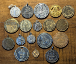 Religious Medallion Pendant Token Lot Sterling Silver Jewelry Medals Group - $29.53