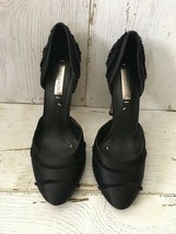 BCBG Max Azria Black Satin/Fabric 5&quot; Heels Size 8  - £19.60 GBP