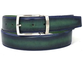 Paul Parkman Mens Belt Leather Dual Tone Blue Green Hand-Painted B01-BLU... - $149.99