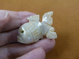 Y-FIS-TR-27) little TROPICAL white tan FISH gemstone SOAPSTONE figurine ... - $8.59